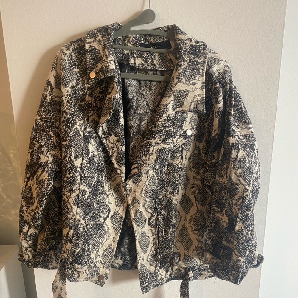 Zara snakeskin moto jacket